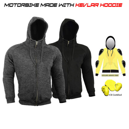 Motorcycle Sports Biker Kevlar lined Hoodies CE protection Motorbike Jacket Mens